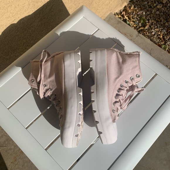 Converse blush pink platform canvas and faux shearling size 10 - Picture 12 of 14